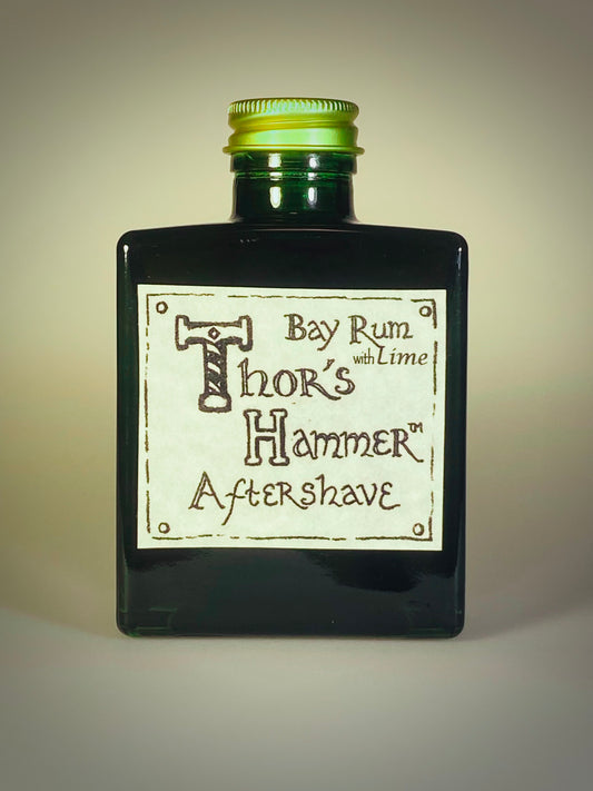 Lime Bay Rum Aftershave Limited Edition with Orifice Reducer | Thor's Hammer Lime Bay Rum | Viking Aftershave | 5 oz