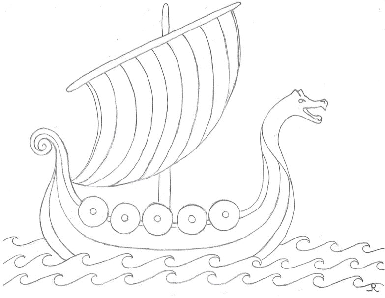 Viking Ship Art | Print and Color Viking Ship | Kids Coloring Page