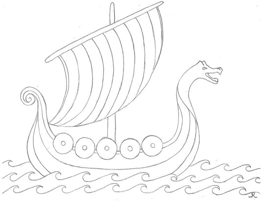 Viking Ship Art | Print and Color Viking Ship | Kids Coloring Page