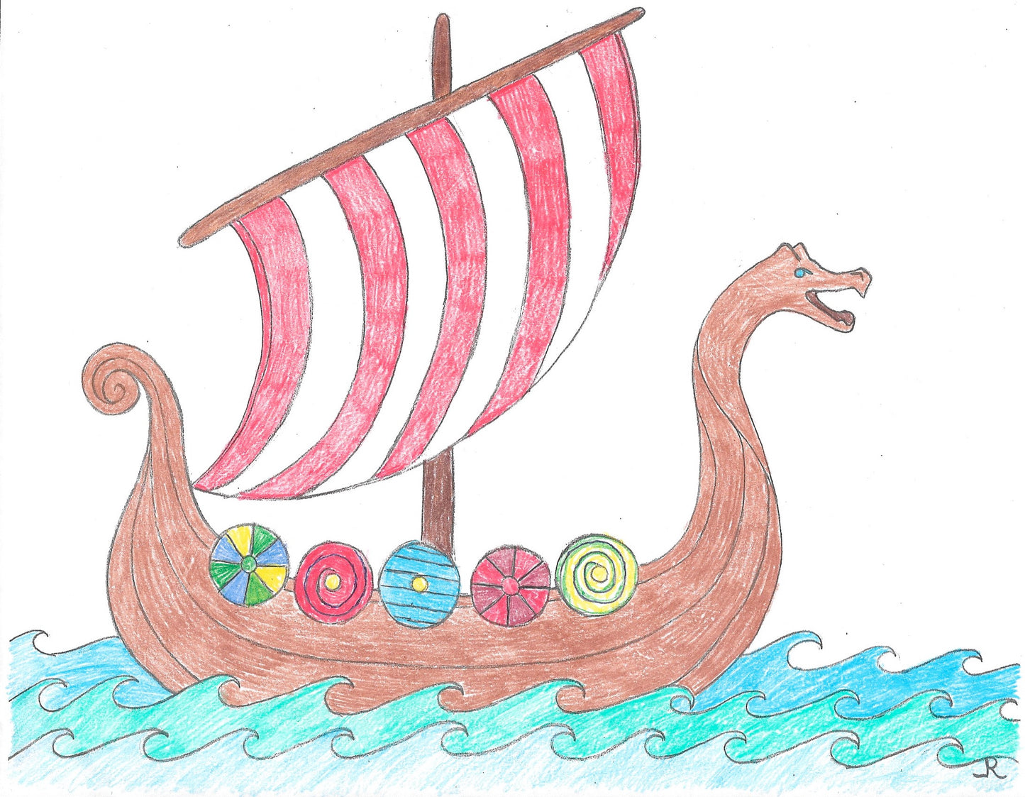 Viking Ship Art | Print and Color Viking Ship | Kids Coloring Page