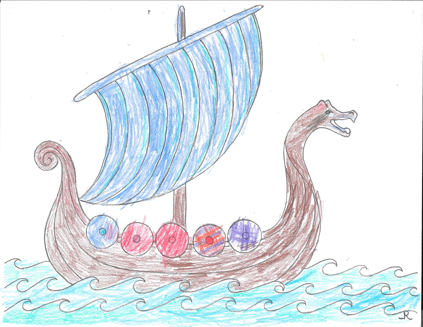 Viking Ship Art | Print and Color Viking Ship | Kids Coloring Page