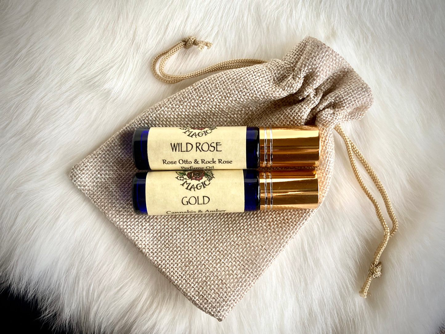 perfume oil gift set gold and wild rose
