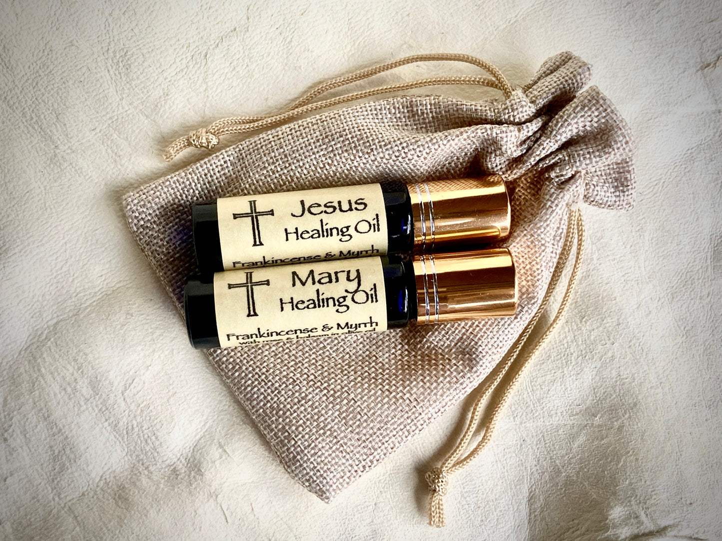 Perfume Oil Jesus & Mary Healing Oils | Frankincense, Myrrh, Sandalwood + Rose, Balsam | Holy Chrism, Anointing Oil | Gifts of the Magi