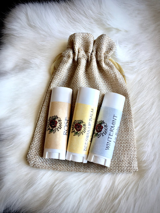 Lip Balm Gift Set | Rose, Wintermint & Beeswax Lip Balms | Organic Lip Balm Gift Set | Viking Lip Balms | Tinted, SPF, Unscented